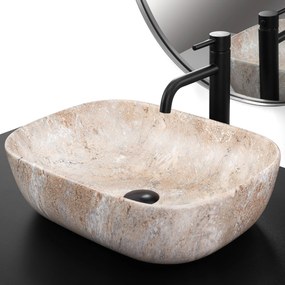 Rea Belinda Savana, umývadlo na dosku 460x330x135 mm, imitácia kameňa, REA-U3323