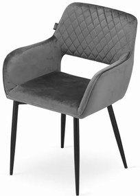 Jedálenská stolička AMALFI zamat sivý (čierne nohy)