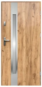 Vchodové dvere Hestia, 90 P, rozmer vr. zárubne: 1000 × 2070 mm, oceľ, pravé, dub Sonoma, presklené