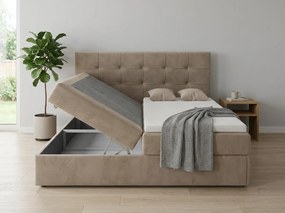 Čalúnená posteľ boxspring DIRELIS TRINITY 140x200 cm béžová Matrac: Bonell pružinová matrac