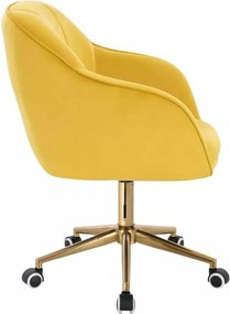 LuxuryForm DESIGN Stolička AVOLA VELUR na zlatej podstave s kolieskami - žltá