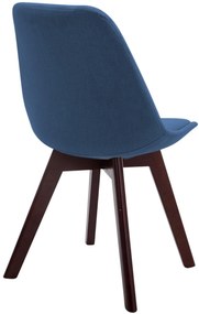 Stolička Borne V2 látka (SET 4 ks), drevené nohy orech - Modrá