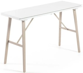 Pracovný rozkladací stôl ARONA 130 cm - biely, nohy svetlý dub
