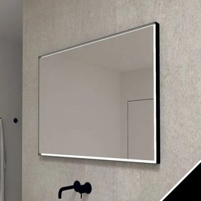 Comodo Zrkadlo v čiernom kovovom ráme s LED osvetlením po obvode Nikoletta LED 14 BLACK KÚPEĽŇOVÝ NÁBYTOK-Typ: dotykový vypínač, KÚPEĽŇOVÝ NÁBYTOK-Ro…