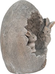 Šedá dekorácia zajačikovia na vajíčku v dekore kameňa - 22*18*27 cm