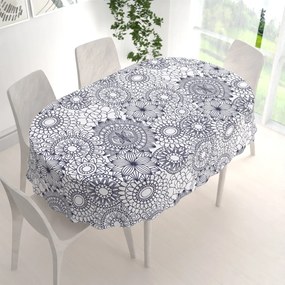 Biante Bavlnený oválny obrus Sandra SA-274 Tmavo modré mandaly na bielom 120x160 cm