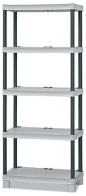 Plastový regál, sivé police, 1750x700x350 mm