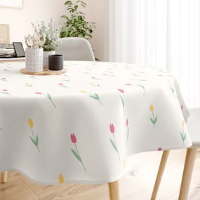 Goldea okrúhly obrus 100% bavlnené plátno - tulipány Ø 100 cm