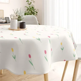 Goldea okrúhly obrus 100% bavlnené plátno - tulipány Ø 140 cm