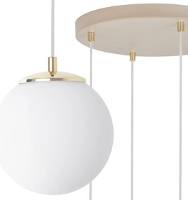 Závesné svietidlo Florence, 4x biele sklenené tienidlo, g/be, o