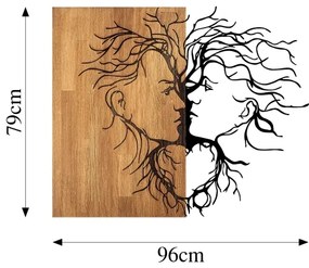Nástenná dekorácia 96x79 cm láska drevo/kov