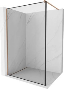 Mexen Kioto, sprchová zástena Walk-In 70 x 200 cm, 8mm číre sklo čierny vzor, medený matný profil, 800-070-101-65-70