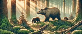 Obraz - Medvede v lese (120x50 cm)