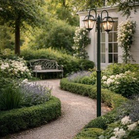 Klasická vonkajšia lampa tmavozelená 235 cm 2-svetlá IP44 - Berta