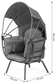 ZÁHRADNÉ KRESLO SO SKLADACOU STRIEŠKOU BAZIL ŠEDÉ