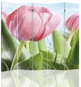 Gario Paraván Svieži ružový tulipán Rozmery: 180 x 170 cm, Prevedenie: Klasický paraván