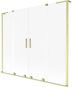 Mexen Velar L Duo, 2-krídlová posuvná vaňová zástena 170 x 150 cm, 8mm sklo námraza, zlatá matná, 896-170-003-32-55