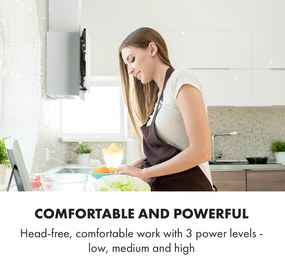 Klarstein Amelia, digestor, 60 cm, nástenný, 586 m³/h, LED, otočné dotykové ovládanie, biely