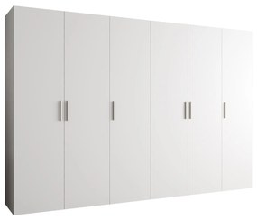 Šatníková skriňa 300 cm Borry 1 (biela + strieborná). Akcia -20%. Vlastná spoľahlivá doprava až k Vám domov. 1125792