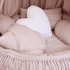 Boho vankúš srdca s bublinkami biela 44 cm