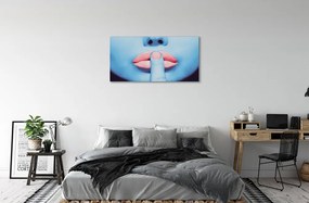 Obraz canvas Žena neónové pery 140x70 cm