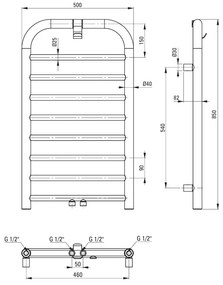 Deante Silia, vykurovacie teleso 850x500 mm, 335W, brúsený bronz, DEA-AGI_CG31