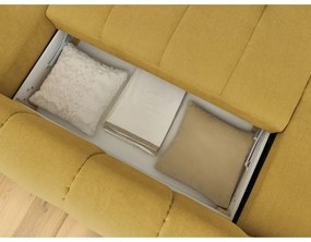 Rozkladacia/s úložným priestorom rohová pohovka v horčicovej farbe (pravý roh/do tvaru "U") Fuji – Bobochic Paris