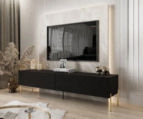 TV STOLÍK ELEGANTE 2 ČIERNY MATNÝ + ZLATÉ NOŽIČKY 175 cm