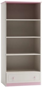 Knižnica -regál so šuflíkom: Biela - fialová 160cm 80cm