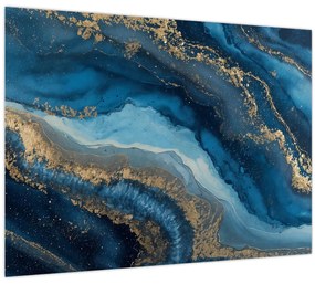 Sklenený obraz - Modrá mramorová abstrakcia (70x50 cm)