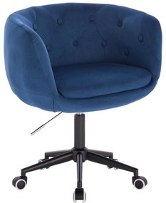 LuxuryForm DESIGN Kreslo MONTANA VELUR na čiernej podstave s kolieskami - modré