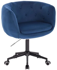 LuxuryForm DESIGN Kreslo MONTANA VELUR na čiernej podstave s kolieskami - modré