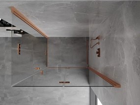 Mexen Mist-F Duo, skladací sprchový kút 85 x 110 cm, priehľadný, brúsená meď - 8A6-085L-110P-65-00