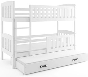 Poschodová posteľ s prístelkou KUBO 3 200x90 biela