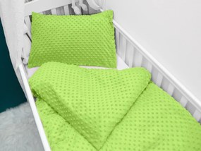 Biante Detské posteľné obliečky do postieľky Minky 3D bodky MKP-007 Hráškovo zelené Do postieľky 90x140 a 50x70 cm