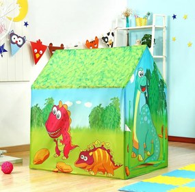 Namiot domček pre deti IPLAY Dino – hracia skrýša, ľahký rám, 95×72×102 cm