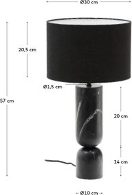 Čierna mramorová stolová lampa s textilným tienidlom (výška 57 cm) Vex – Kave Home