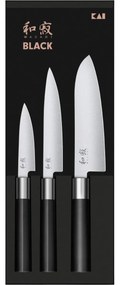 Kai Súprava 3 nožov Wasabi Black – univerzálny malý, univerzálny veľký a santoku