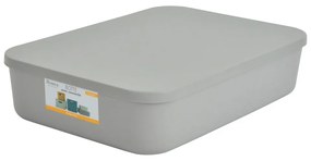 Sivý plastový úložný box s vekom 35,5x25,5x8 cm – Homéa