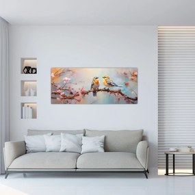 Obraz - Zamilovaní vtáčiky (120x50 cm)