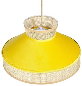 Ratanová závesná lampa žltá/prírodná BATALI Beliani
