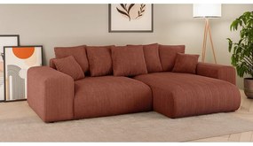 Menčestrová rozkladacia rohová pohovka s úložným priestorom v tehlovej farbe (variabilný roh) Luma – Ropez