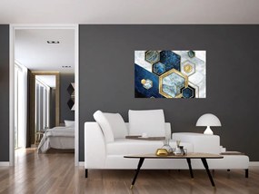 Obraz - Mramorové hexagóny (90x60 cm)