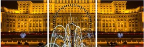 Obraz - Palác parlamentu, Bukurešť Rumunsko (s hodinami) (90x30 cm)