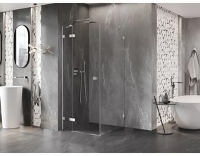 Mexen Lunar, výklopný sprchový kút ľavý 80 x 80 cm, 8mm číre sklo, chrómový profil, 834-080-080-01-00-L