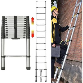 Stabilný teleskopicky hliníkový rebrík 5M