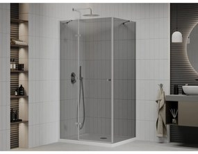 Mexen Roma, sprchový kút s krídlovými dverami 70 (dvere) x 100 (stena) cm, 6mm šedé sklo, chrómový profil + slim sprchová vanička biela + chrómový sifón, 854-070-100-01-40-4010