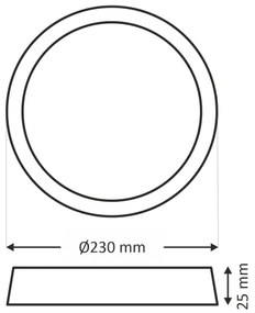 LED stropné svietidlo LED/18W/230V s prepínateľnou teplotou svetla 3000/4000/6500K, priemer 23 cm, hnedé