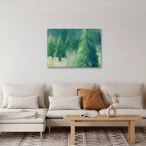 Obraz - Maľované ihličnany (70x50 cm)