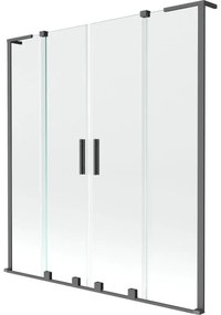 Mexen Velar L Duo, 2-krídlová posuvná vaňová zástena 150 x 150 cm, 8mm číre sklo, grafitová, 896-150-003-02-95